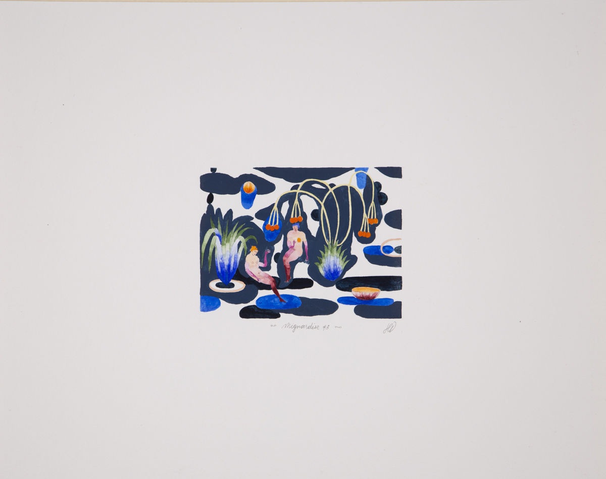 Mignardise, 3 - 2025 - technique mixte sur papier - 10 x 7,5 cm Hélène Duclos, Adagp