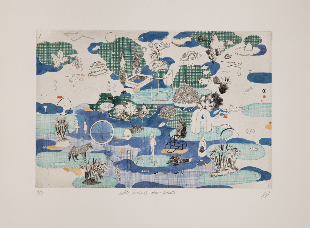 Petits discours sous-jacents - 2025 - Eau-forte sur papier - 20 x 30 cm - Hélène Duclos, Adagp