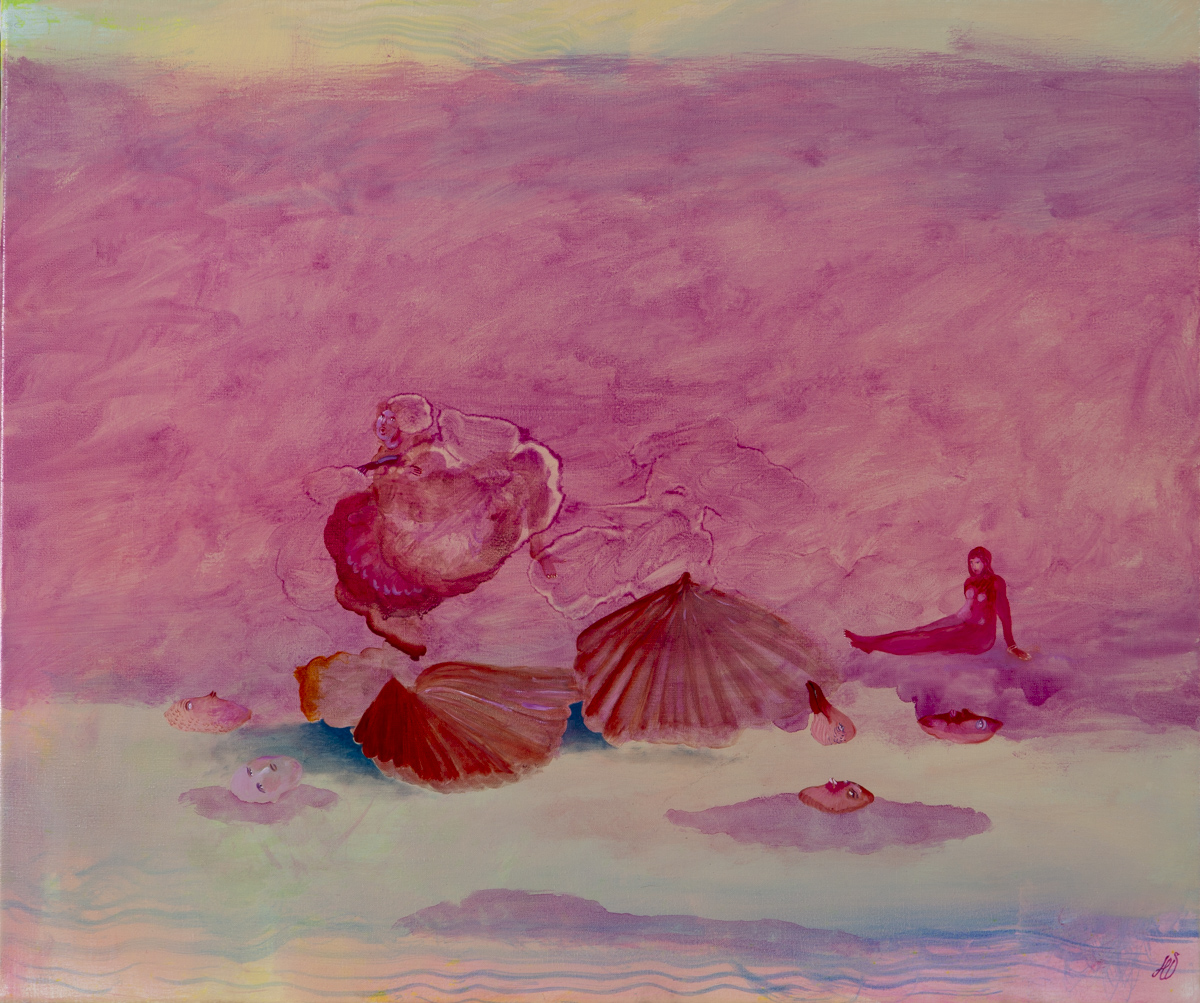 LF-130-2025 — Dans le reflet de l'eau de rose - huile sur toil Helene Duclos - adagp -2025 - Dans le reflet de l'eau de rose - huile sur toile - 46 x 55 cm